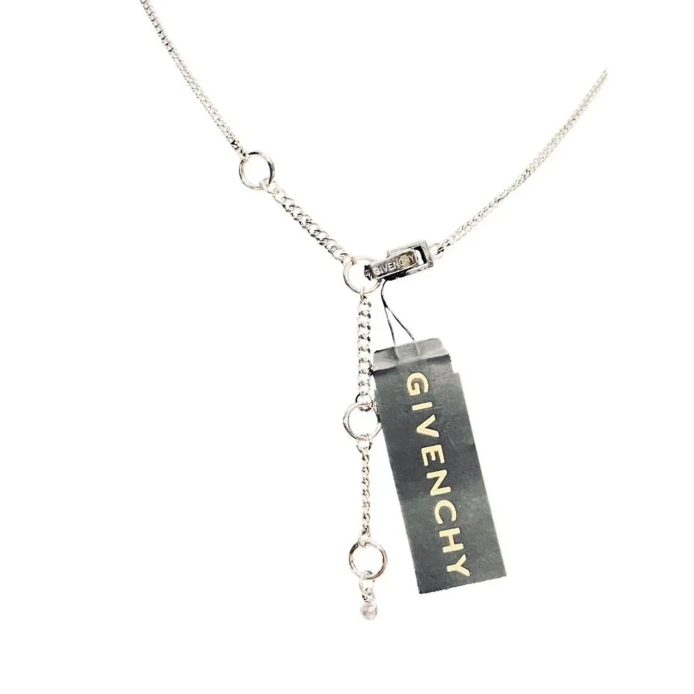 Givenchy Silver Tone With Clear And Pale Blue Crystals Statement Necklace (6296) - Picture 5 of 8